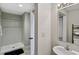 Basement bathroom with shower stall and vanity at 2669 Glenrose Hl, Atlanta, GA 30341