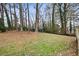 Wooded backyard with a mostly flat grassy area at 4745 Elam Forest Dr, Stone Mountain, GA 30083