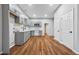 Modern kitchen with gray cabinets and quartz countertops at 452 Lindsay Nw St, Atlanta, GA 30314