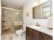 Stylish bathroom with a tiled shower, modern vanity, and sleek fixtures at 105 Tranquillity Dr, Villa Rica, GA 30180