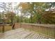 Wooden deck overlooks the backyard and trees at 105 Tranquillity Dr, Villa Rica, GA 30180