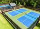 Aerial view of pickleball courts, fully fenced and ready for play, set in a beautifully maintained community at 2012 Ripple Park Bnd, Canton, GA 30114