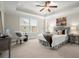 Bright main bedroom with high ceilings, ceiling fan, and ample space at 8775 Village Pl, Suwanee, GA 30024