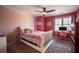 Charming bedroom with a unique wall design and full bed at 5041 Towne Lake N Hls, Woodstock, GA 30189