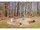 Circular garden with stone border and potted plants at 4320 Chapel Hill Farms Dr, Douglasville, GA 30135