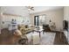 Open-concept living room featuring hardwood floors, recessed lighting, and a view into the kitchen at 366 Greycoat Sw Blf, Marietta, GA 30064