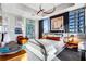 Bright bedroom featuring a comfortable bed and city views at 1065 Peachtree Ne St # 3102, Atlanta, GA 30309