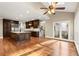 Gourmet kitchen with custom cabinetry, stainless appliances, and center island flows seamlessly into the breakfast nook at 3300 Greencastle Chase Ne, Marietta, GA 30062