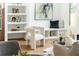 Modern living room with built-in shelves and a comfy chair at 2107 Abner Nw Pl, Atlanta, GA 30318