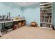 Basement room with shelving and workspace at 25 Highlands Way, Oxford, GA 30054
