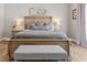 Bright bedroom featuring a wooden bed frame and neutral color scheme at 25 Highlands Way, Oxford, GA 30054