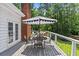 Deck with patio furniture and umbrella at 25 Highlands Way, Oxford, GA 30054