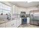 Bright kitchen with stainless steel appliances and white cabinets at 559 Ransom Way, Stockbridge, GA 30281