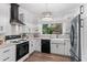 Modern kitchen with white cabinets and farmhouse sink at 2085 Melrose Trce, Cumming, GA 30041