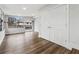 Bedroom area featuring closet, outdoor access, and modern floors at 3215 Concord Cir, Smyrna, GA 30080