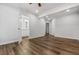 Bedroom features vinyl floors and an open doorway leading to a bathroom at 3215 Concord Cir, Smyrna, GA 30080