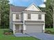 Two-story farmhouse style home with gray garage door and brick accents at 1822 Butterfly Way, Marietta, GA 30066