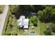 Aerial view of a property featuring a pool, lush gardens, green house, and spacious grounds in a private setting at 10975 Hutcheson Ferry Rd, Chattahoochee Hills, GA 30268