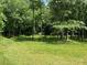 Serene backyard surrounded by lush trees, featuring a picnic table and a peaceful grassy area at 10975 Hutcheson Ferry Rd, Chattahoochee Hills, GA 30268