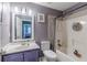 Simple bathroom with shower/tub combo, toilet, and vanity at 42 Oak Leaf Dr, Dallas, GA 30157