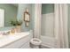 Clean bathroom with a tub shower and updated vanity at 2639 Cacao Sq, Acworth, GA 30101