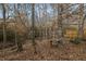 Wooded backyard with stream and rustic table at 555 Winder Trl, Canton, GA 30114