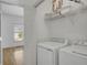 Convenient laundry room with washer, dryer, and shelving at 200 Holly Chase Ct, Canton, GA 30114