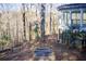 Wooded backyard with stone pathway, leading to a fenced area at 882 Edgewater Trl, Atlanta, GA 30328