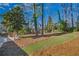 Private backyard with mature trees and a large grassy area at 40 Rhodes Dr, Marietta, GA 30068