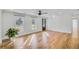 Open living space featuring hardwood floors, shiplap walls, and lots of natural light at 40 Rhodes Dr, Marietta, GA 30068