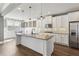 White shaker cabinets, granite island, and stainless steel appliances in this eat-in kitchen at 5110 Meridian Pass, Cumming, GA 30028