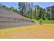 Sloped backyard with retaining wall and lush landscaping at 399 Tillman Pass, Woodstock, GA 30188