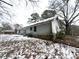 Rear view of a single-story house with a snow-covered yard at 1783 Nicole Ln, Lithonia, GA 30058