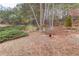 Private backyard with a bench and mature trees at 3640 Rolling Creek Dr, Buford, GA 30519