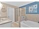 Bathroom with soaking tub, shower, and double vanity at 2805 Ellis Pointe Ave, Conyers, GA 30094