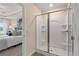 Bathroom showcasing a glass shower with a chrome frame and tile surround at 455 Payne Dr, Mcdonough, GA 30253