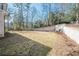 Spacious backyard with a retaining wall and grassy area at 4840 Northway Dr, Atlanta, GA 30342