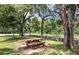 Wooden picnic table shaded by large trees at 1401 Walcutts Nw Way, Marietta, GA 30064