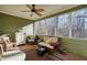 Enjoy the view from this screened porch, complete with wicker furniture at 159 Geneva Rd, Canton, GA 30114