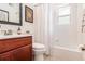 Clean bathroom, with a tub and wood vanity at 6940 Roswell Rd # 16B, Atlanta, GA 30328