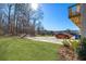 Backyard with a well-maintained lawn and an orange car in the driveway at 200 Wallace St, Fayetteville, GA 30214