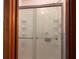 Updated shower with glass door and etched design at 4890 Prince Se Rd, Smyrna, GA 30082