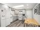 Modern kitchen with gray cabinets and wood-look flooring at 219 Valerie Cir, Hiram, GA 30141