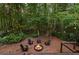 Firepit and seating area in a wooded backyard at 1544 Bullard Rd, Powder Springs, GA 30127