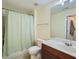 Clean bathroom with shower/tub combo, toilet and vanity with a marble top at 230 E Ponce De Leon Ave # 219, Decatur, GA 30030