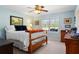 Bright bedroom with double windows and wooden frame bed at 10170 Cedar Grove Rd, Chattahoochee Hills, GA 30213