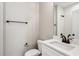 Small bathroom with white vanity, quartz countertop, and subway tile shower at 1095 Tucker Ave # 501, Atlanta, GA 30310