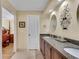 Bathroom with double vanity and granite countertop at 4187 Westchester Ne Trce, Roswell, GA 30075