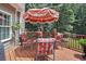 Relaxing deck with patio furniture and umbrella at 45 Highland Park Way, Sharpsburg, GA 30277