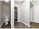 Clean bathroom featuring toilet and additional closet space at 508 Cascade Walk, Mcdonough, GA 30253